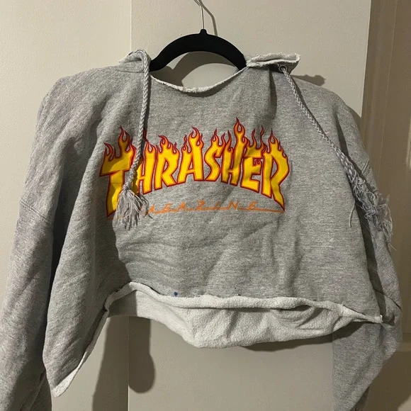 Thrasher hoodie crop top shop